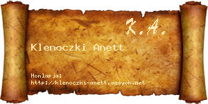 Klenoczki Anett névjegykártya