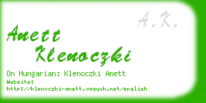 anett klenoczki business card